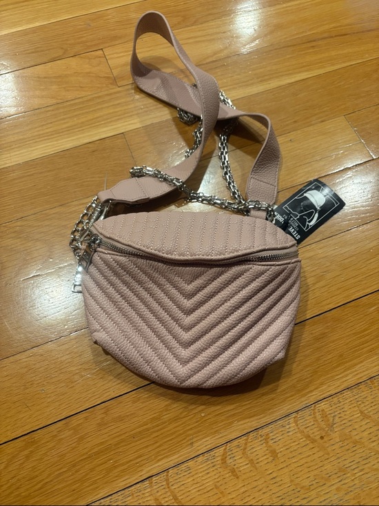 Handbags - Quilted Blush Crossbody Belt Bag with Chain Strap